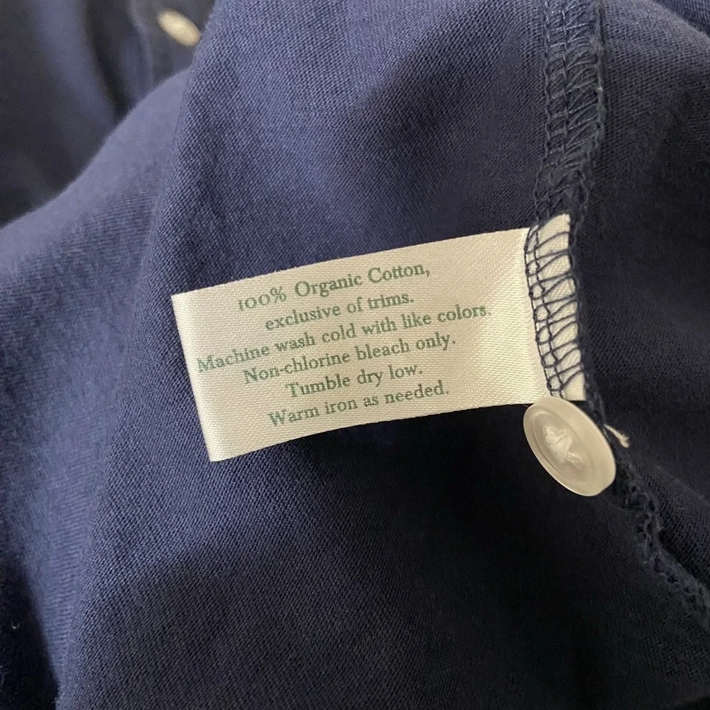 Criquet Shirt Mens Medium Polo Short Sleeve Pullover Organic Cotton Navy Blue
